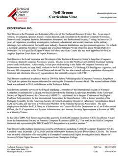 CV for Neil Broom Expert Witness in Computer Forensics Investigations in Laredo Texas
